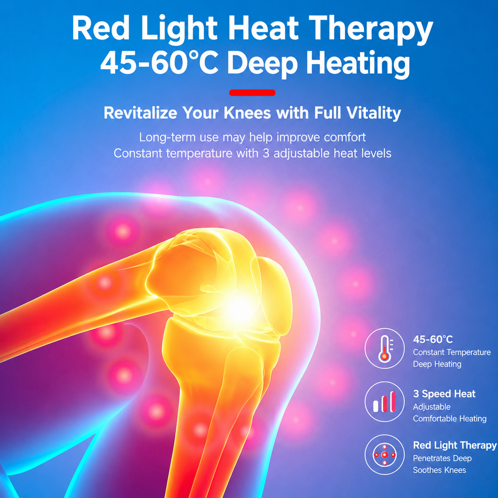 Knee Joint Care Home Knee Pain Massager  Heat Therapy & Vibration, 3 Speed 3 Temp