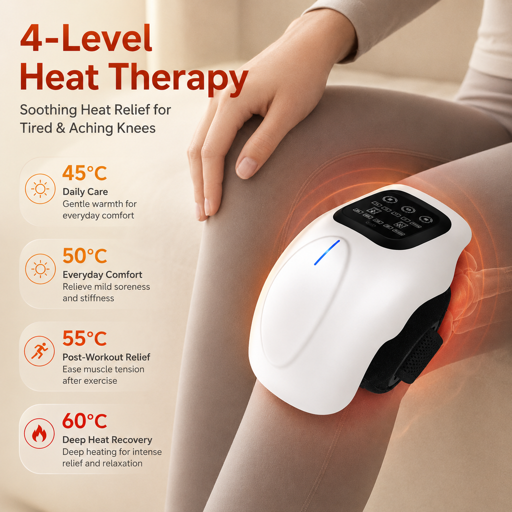 Knee Joint Care Home Knee Pain Massager  Heat Therapy & Vibration, 3 Speed 3 Temp