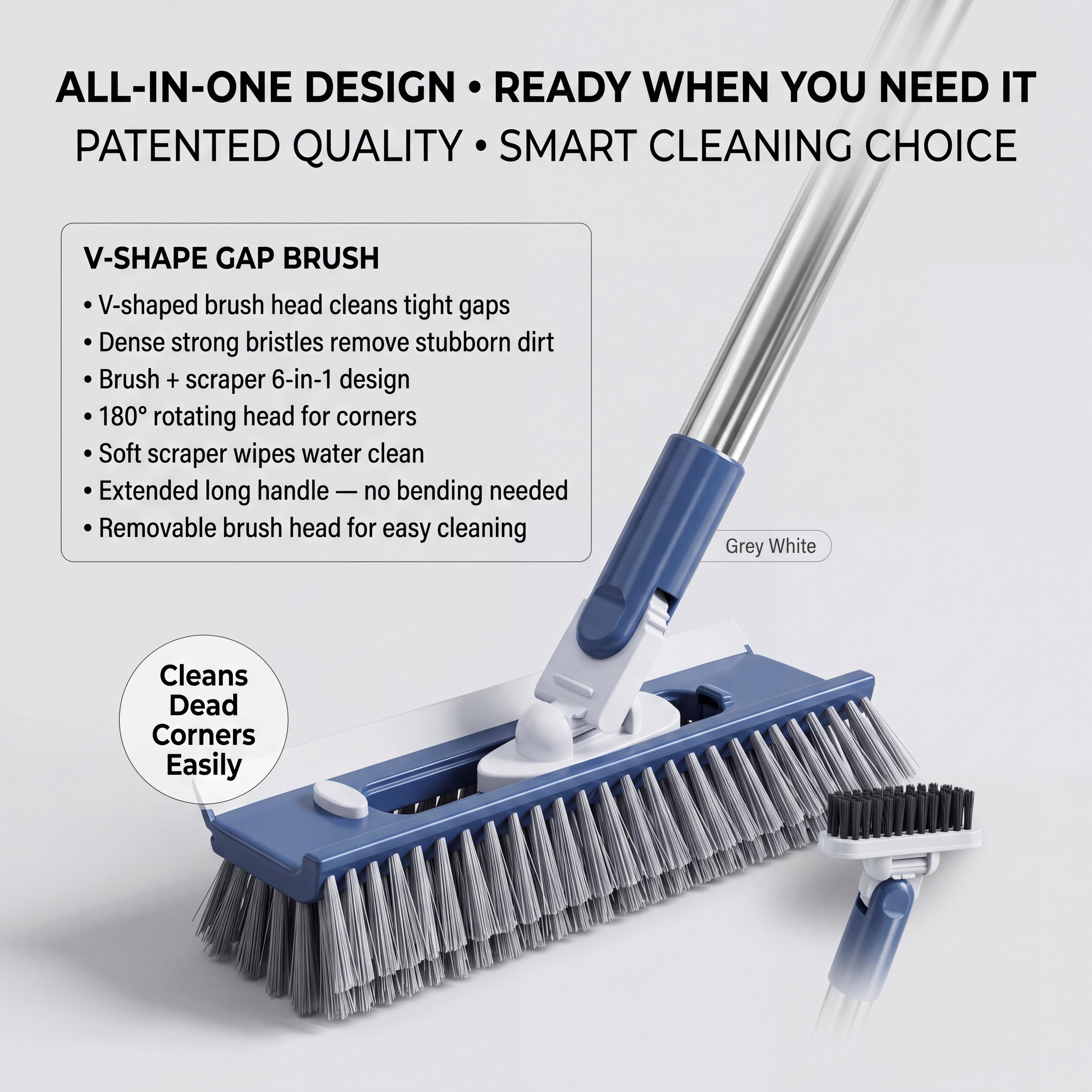 No More Backache Scrubbing 6-in-1 Multi-Function Floor Brush
